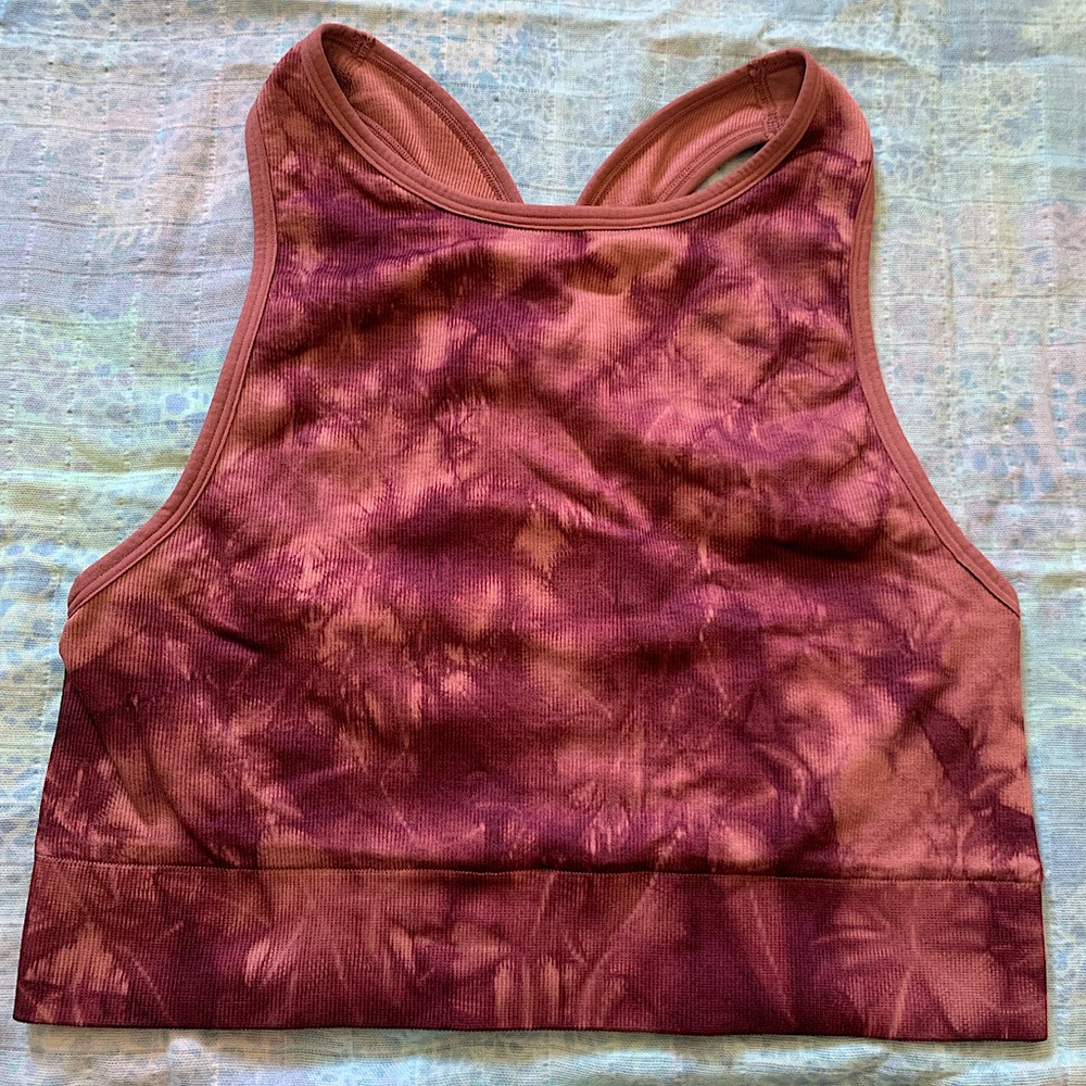 Victoria’s Secret High Neck Seamless Longline Sports Bra Purple/Rose Tie Dye  XL